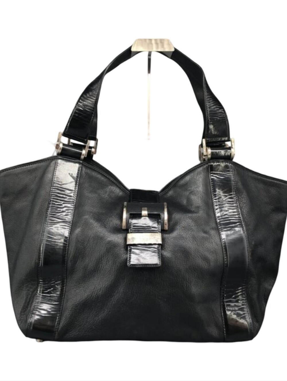 Michael Kors Black Leather Tote Shoulder Bag Purse Satchel MK